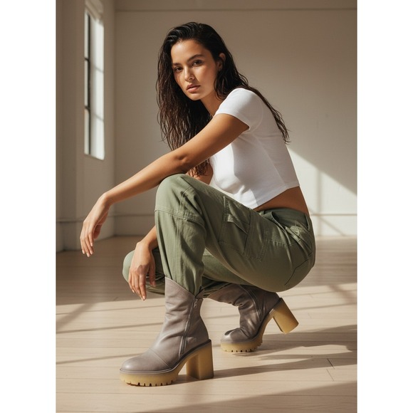 Free People Shoes - Free People Jack Zip Ankle Boots Womens 7.5 EU 38 Nickel Leather Platform Lug